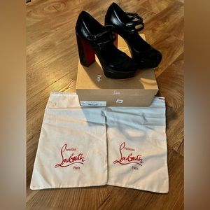 Christian Louboutin “Movida Jane” Platform Mary Jane, Black Napa Leather